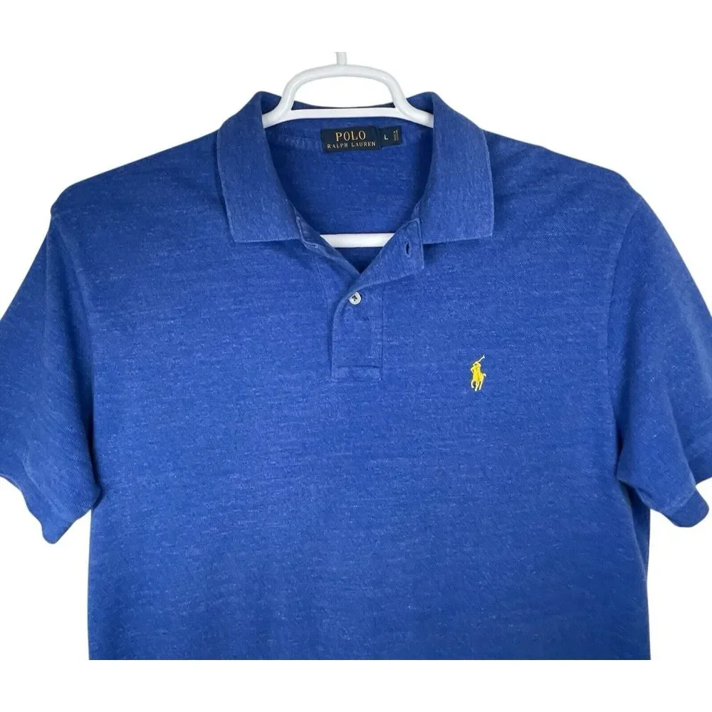 Polo‎ Ralph Lauren Classic Fit 100% Cotton Blue Mens Polo Shirt Size Large